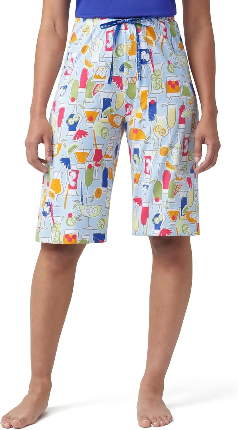 HUE Women's Summer Vacation Pajama Separates, Soft, Whimsical Print Pjs with Tropical Beach Themes, Flip Flops, Cocktails