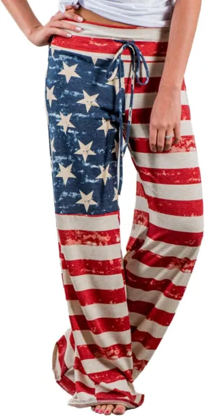 iChunhua Women's Comfy Stretch Floral Print Drawstring Palazzo Wide Leg Lounge Pant