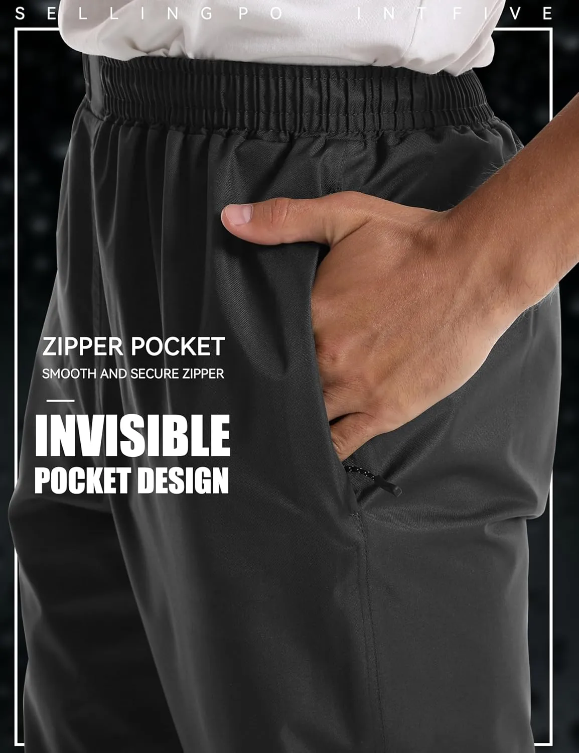 iCreek Men's Rain Pants Waterproof Rain Over Pants Hiking Pants Windproof Lightweight Outdoor for Golf, Fishing