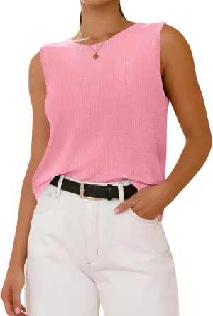 Imily Bela Womens Sleeveless Sweater Vest 2025 Casual Summer Crew Neck Knit Sweater Lightweight Pullover Tank Top