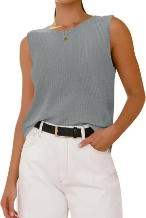 Imily Bela Womens Sleeveless Sweater Vest 2025 Casual Summer Crew Neck Knit Sweater Lightweight Pullover Tank Top