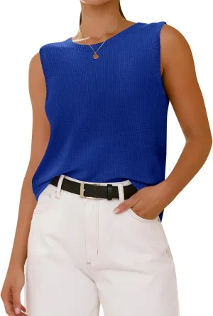 Imily Bela Womens Sleeveless Sweater Vest 2025 Casual Summer Crew Neck Knit Sweater Lightweight Pullover Tank Top