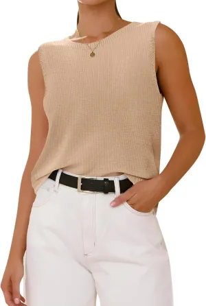 Imily Bela Womens Sleeveless Sweater Vest 2025 Casual Summer Crew Neck Knit Sweater Lightweight Pullover Tank Top