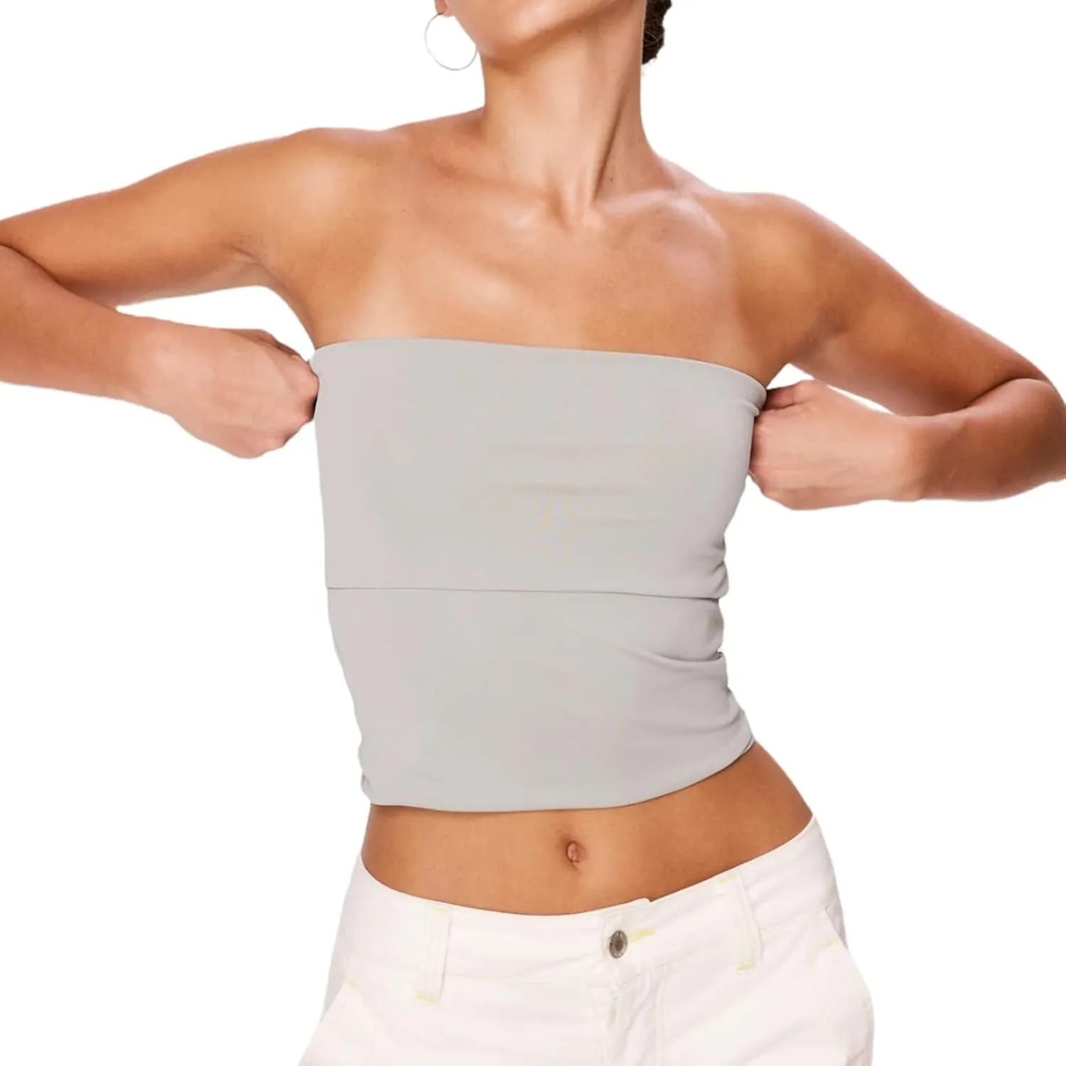 IMISSILLEB Women's Strapless Crop Tops Y2k Sexy Backless Bandeau Tube Top Vest Vintage Camisole Tank Tops Shirt Streetwear
