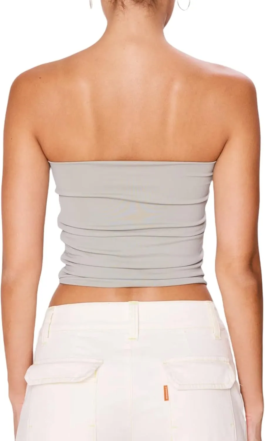 IMISSILLEB Women's Strapless Crop Tops Y2k Sexy Backless Bandeau Tube Top Vest Vintage Camisole Tank Tops Shirt Streetwear