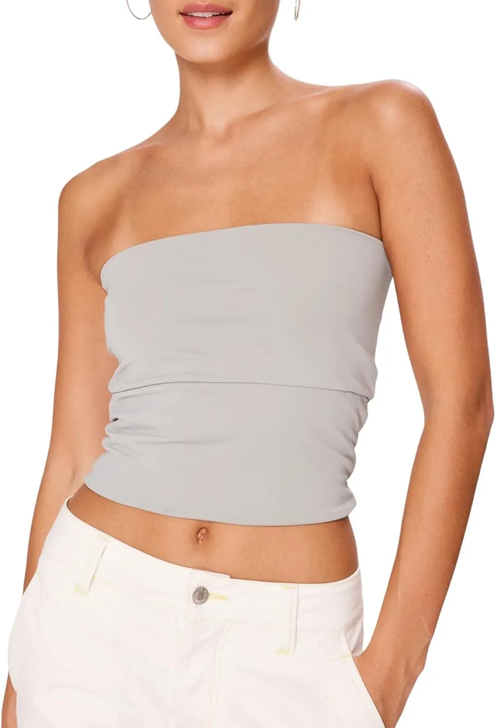 IMISSILLEB Women's Strapless Crop Tops Y2k Sexy Backless Bandeau Tube Top Vest Vintage Camisole Tank Tops Shirt Streetwear