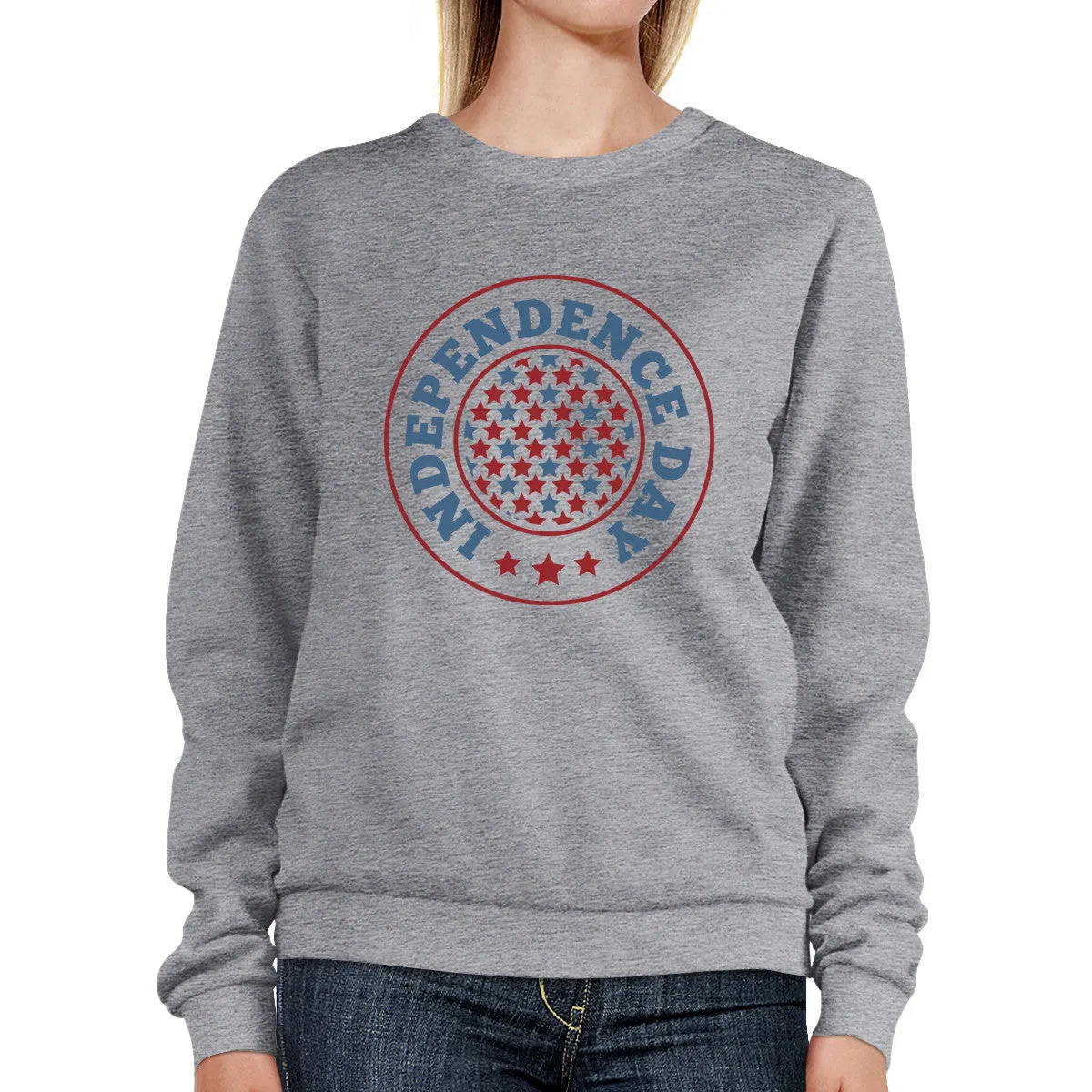 Independence Day Unisex Graphic Sweatshirt Grey Crewneck Pullover