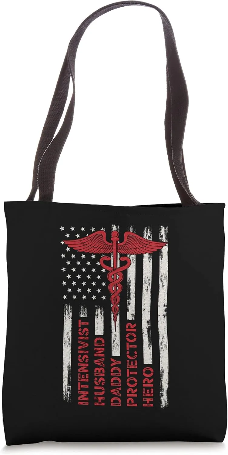 Intensivist Husband Daddy Protector Hero Doctor Dad Tote Bag