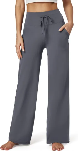 IUGA Wide Leg Yoga Pants for Women Sweatpants with Pockets Yoga Pants Flare Lounge Pants Loose High Waist Comfy Workout Dance