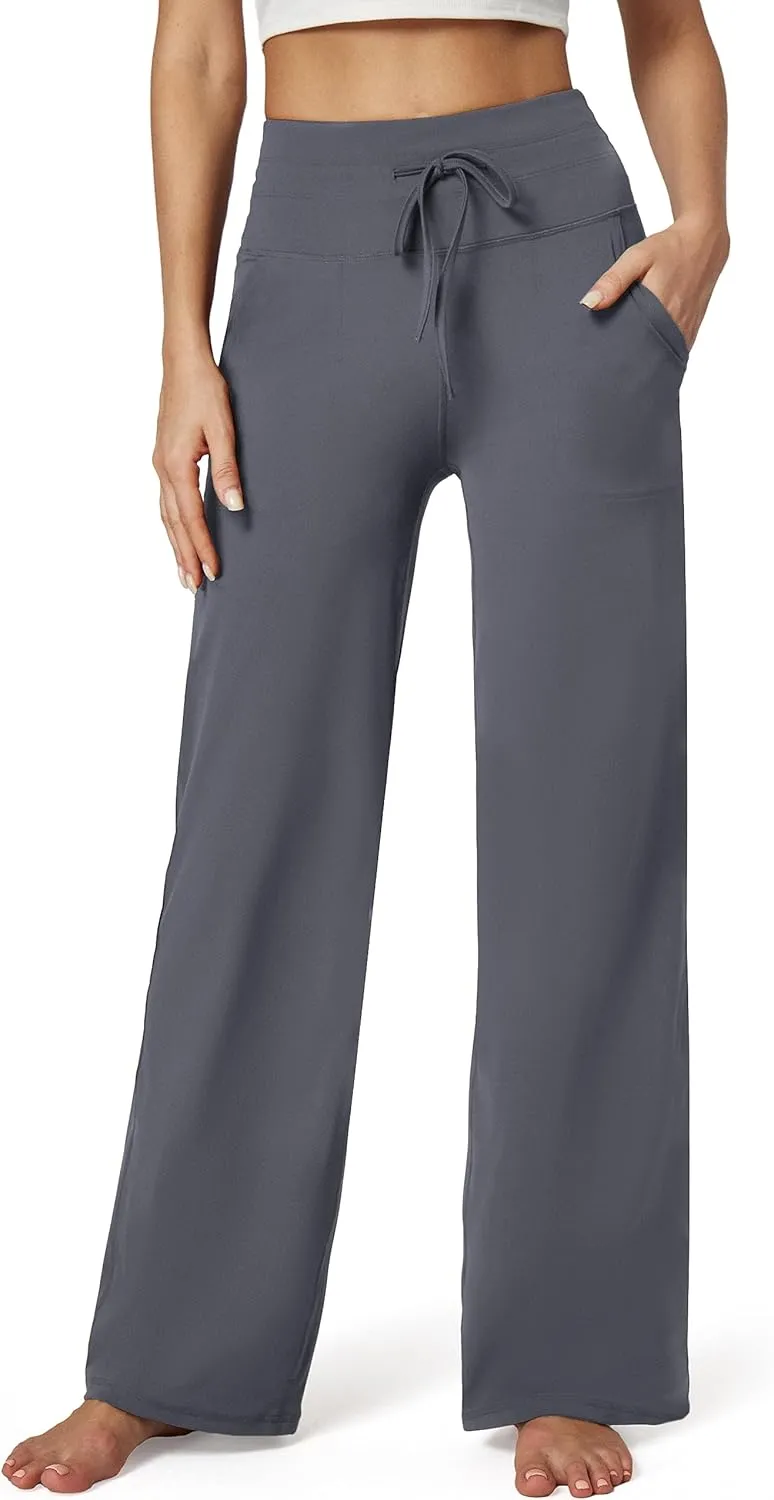 IUGA Wide Leg Yoga Pants for Women Sweatpants with Pockets Yoga Pants Flare Lounge Pants Loose High Waist Comfy Workout Dance