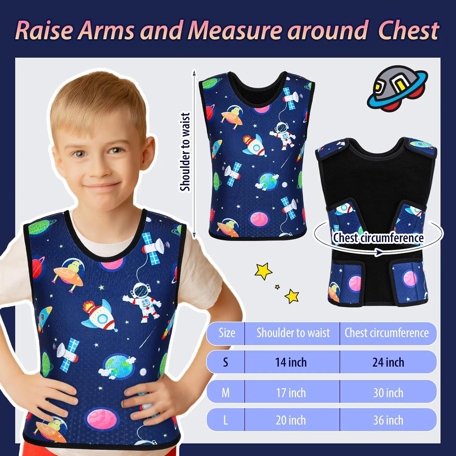 Janmercy Compression Vest for Kids Boys Girls Soft Breathable Compression Vest Comfort for Home Children School(Outer Space,Small)