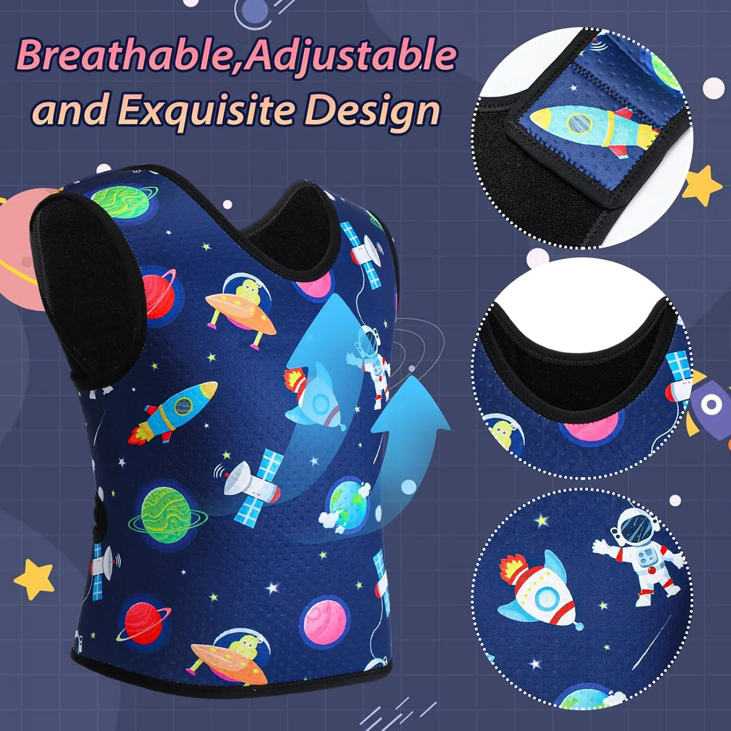 Janmercy Compression Vest for Kids Boys Girls Soft Breathable Compression Vest Comfort for Home Children School(Outer Space,Small)