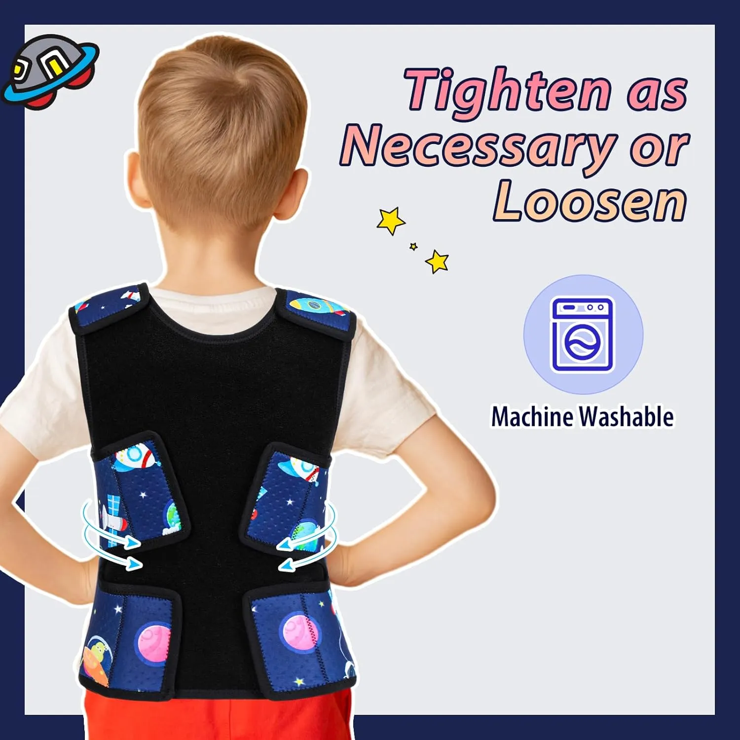 Janmercy Compression Vest for Kids Boys Girls Soft Breathable Compression Vest Comfort for Home Children School(Outer Space,Small)