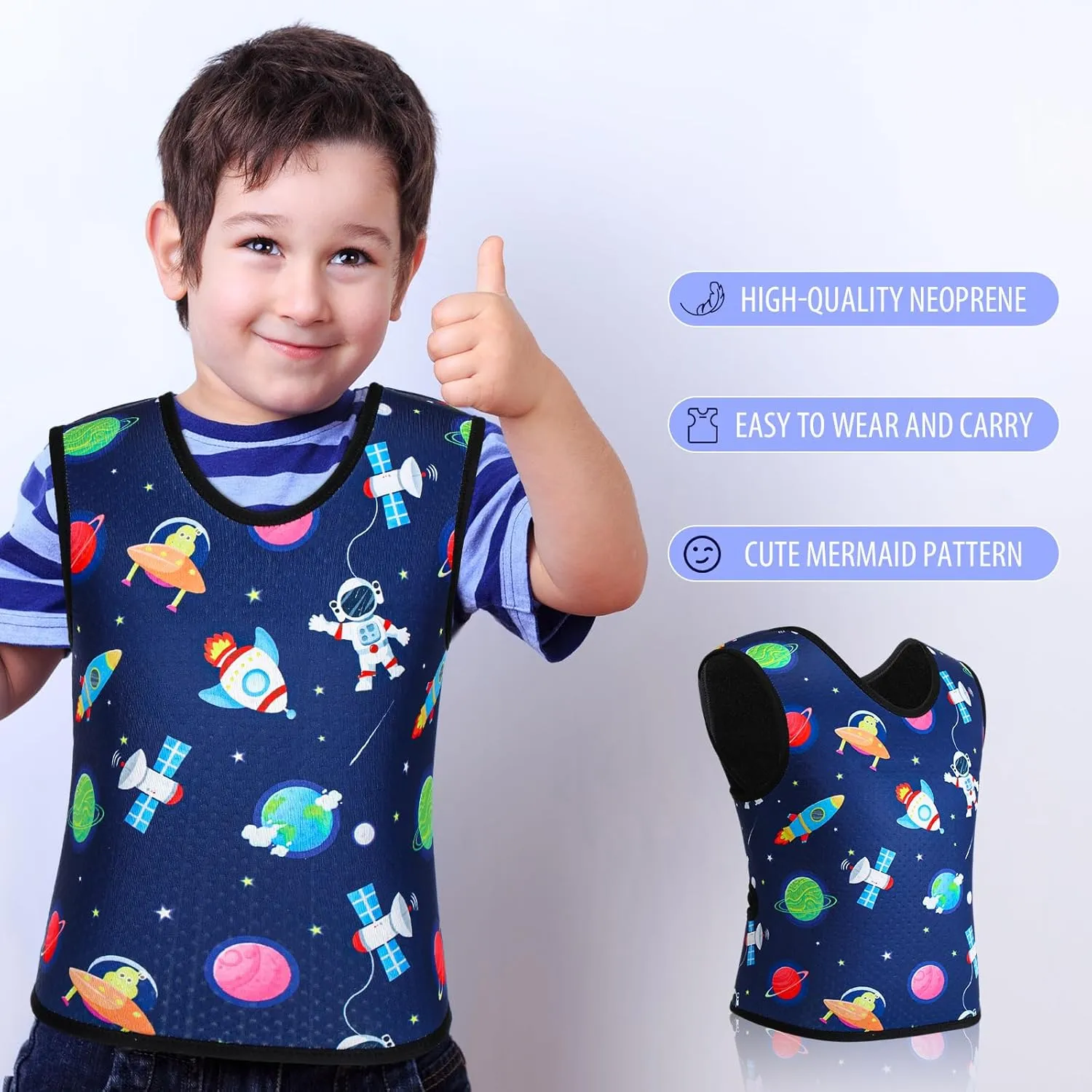 Janmercy Compression Vest for Kids Boys Girls Soft Breathable Compression Vest Comfort for Home Children School(Outer Space,Small)
