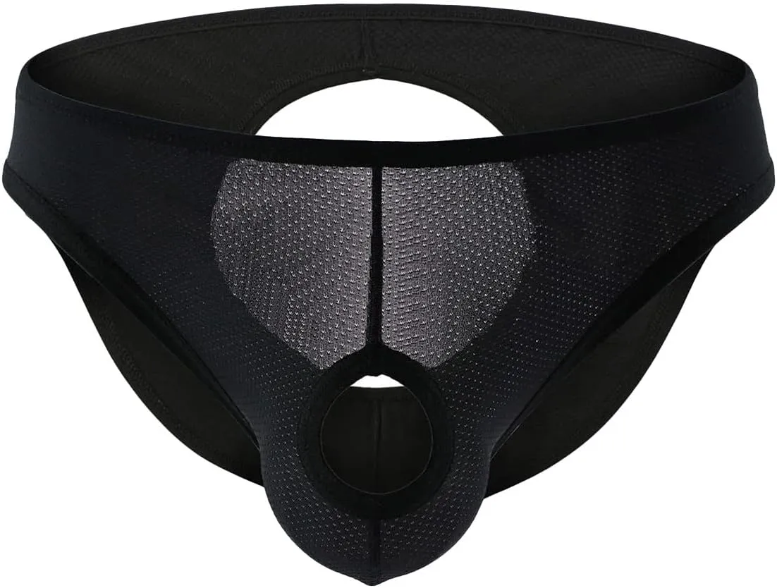 JEShifangjiusu Men'S Low Rise Hollow Out Jockstrap G-String Thong Bulge Pouch Underwear Briefs Soft Breathable Underpants