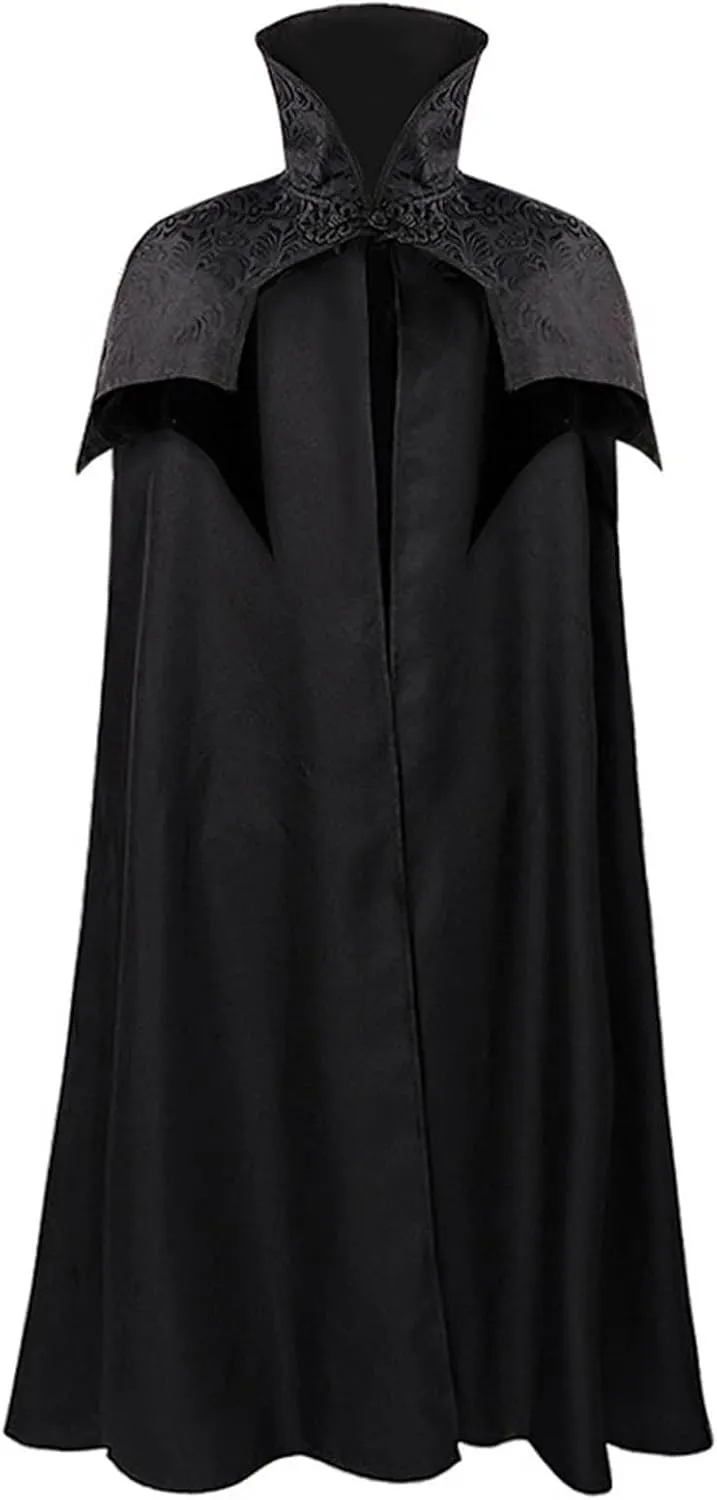 JOAU Black and Red Halloween Cape Medieval Renaissance Gothic Cloak Costume Unisex Capes for Adults Christmas Party Cosplay