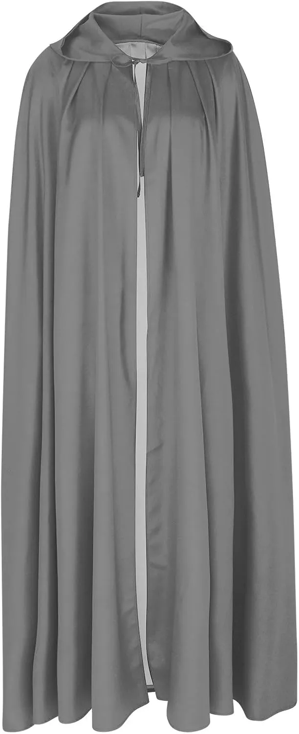 JOAU Halloween Hooded Robe Cloak for Adult Men Women Christmas Full Length Drawstring Hooded Cape Roleplay Cosplay Costumes