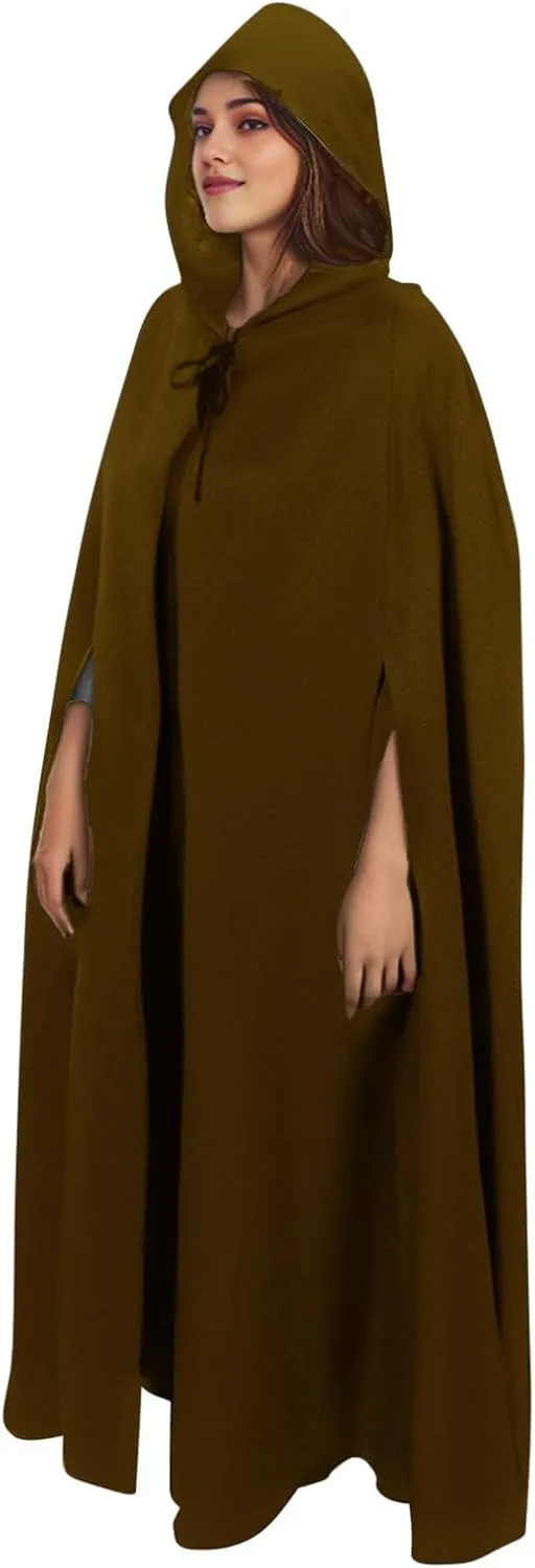 JOAU Women Medieval Cloak Renaissance Hooded Cloak Vintage Gothic Open Front Poncho Witch Cape Halloween Cosplay Costumes