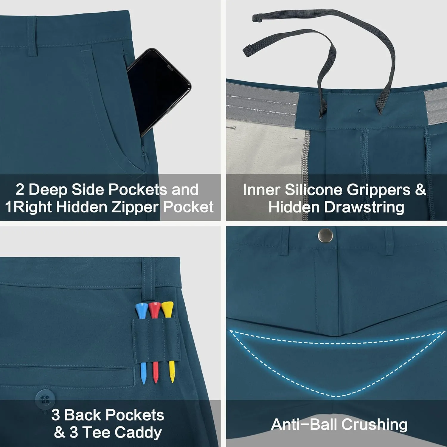 JWM Men's Golf Dress Pant Stretch - 30"/32"/34" Work Business Casual Comfy Trousers Slacks Quick Dry Lightweight 5 Pockets