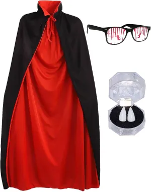 KatchOn, Unisex Vampire Cape for Adults - Xtralarge, Reversible Cape Vampire, Halloween Black and Red Cape with Vampire Teeth