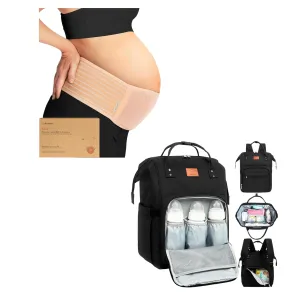 KeaBabies Maternity Belly Band for Pregnancy and Diaper Bag Backpack - Soft & Breathable Pregnancy Belly Support Belt - Waterproof Multi Function Baby Travel Bags
