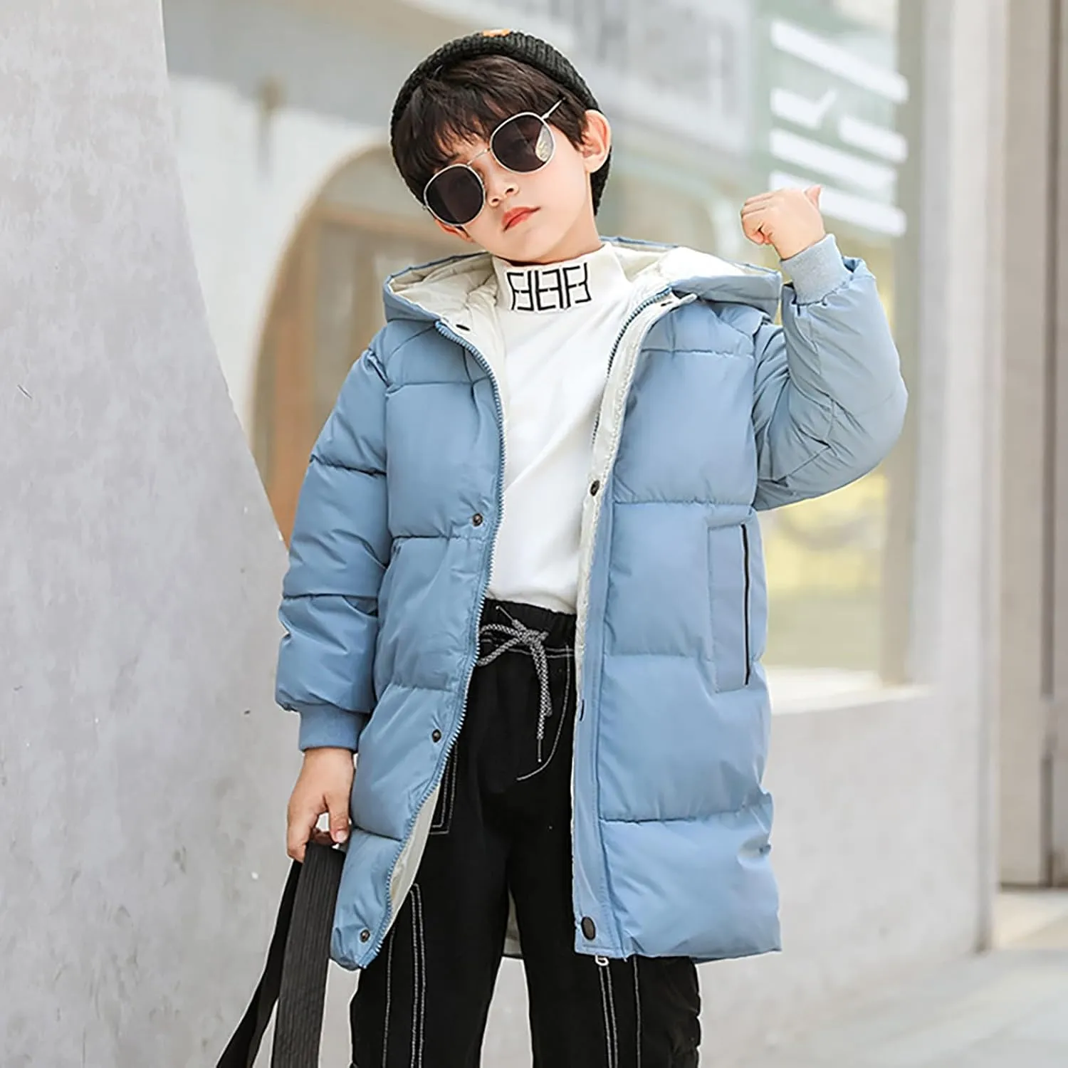 Kids Girls Windpoof Coat Winter Clothes Children's Down Padded Jacket Long Cotton Jacket Baby Children's Padded Outwear