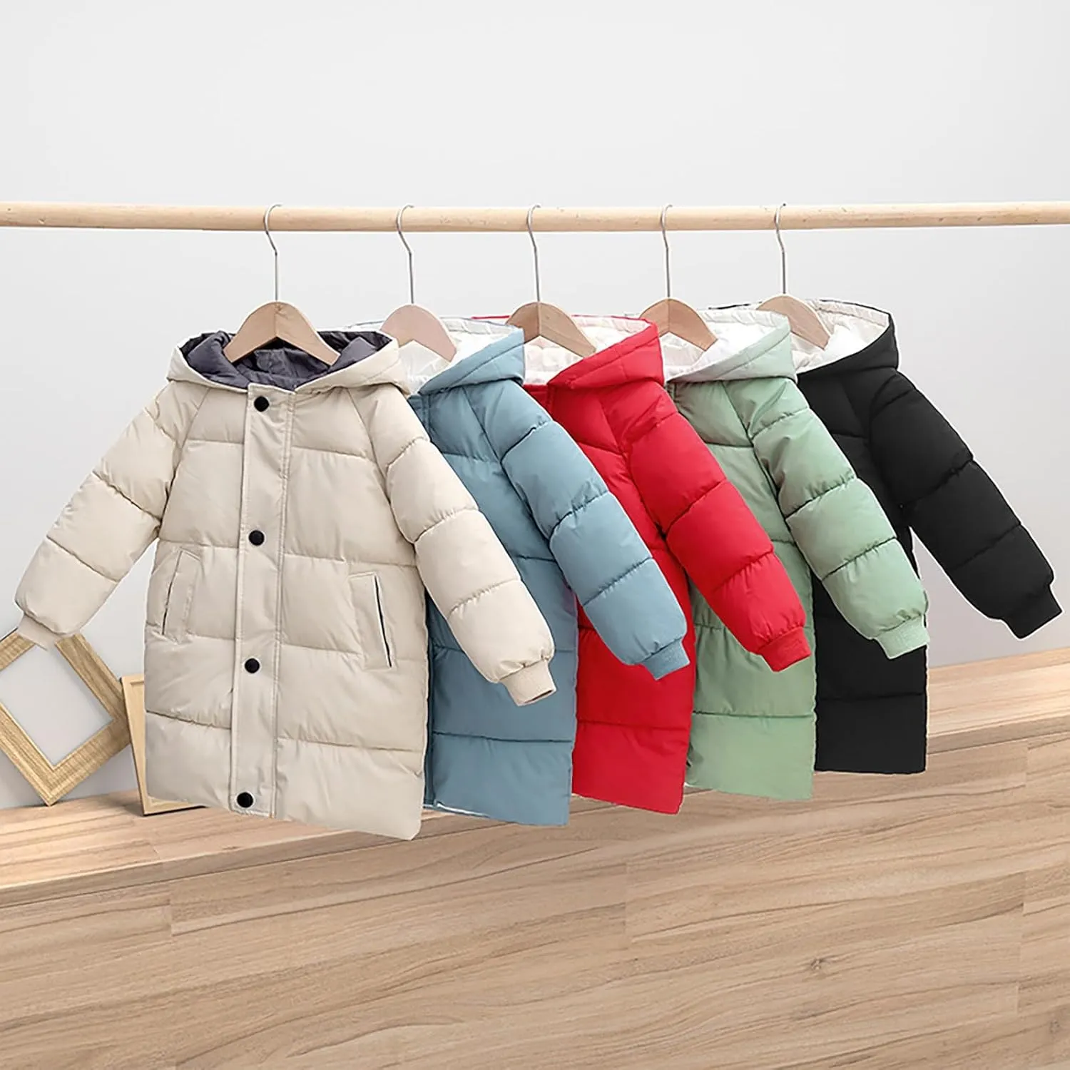 Kids Girls Windpoof Coat Winter Clothes Children's Down Padded Jacket Long Cotton Jacket Baby Children's Padded Outwear