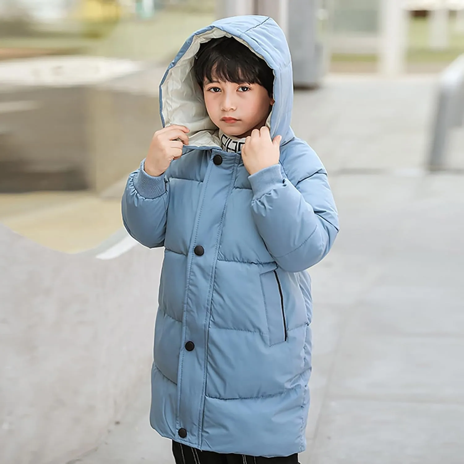 Kids Girls Windpoof Coat Winter Clothes Children's Down Padded Jacket Long Cotton Jacket Baby Children's Padded Outwear