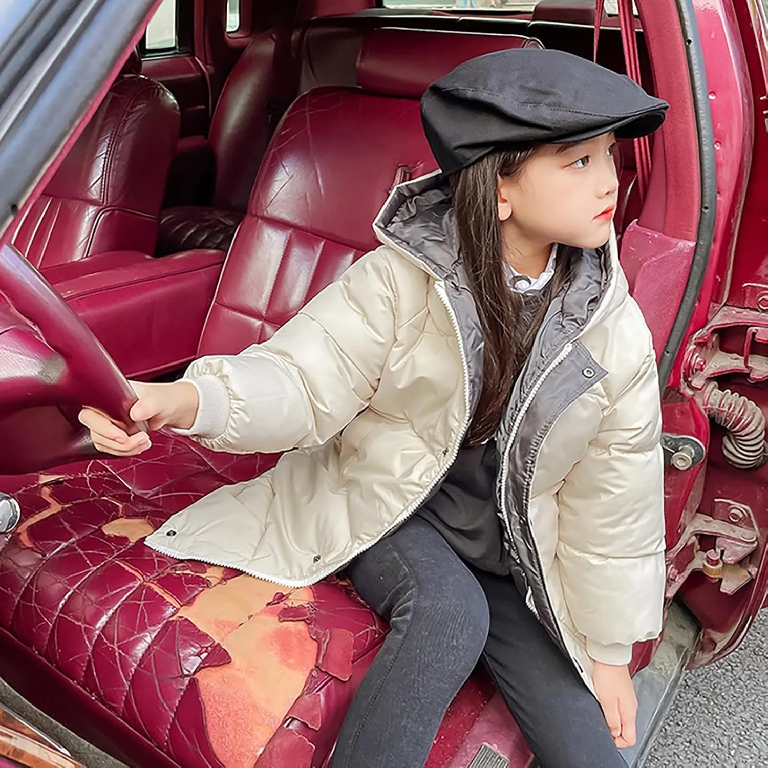 Kids Girls Windpoof Coat Winter Clothes Children's Down Padded Jacket Long Cotton Jacket Baby Children's Padded Outwear