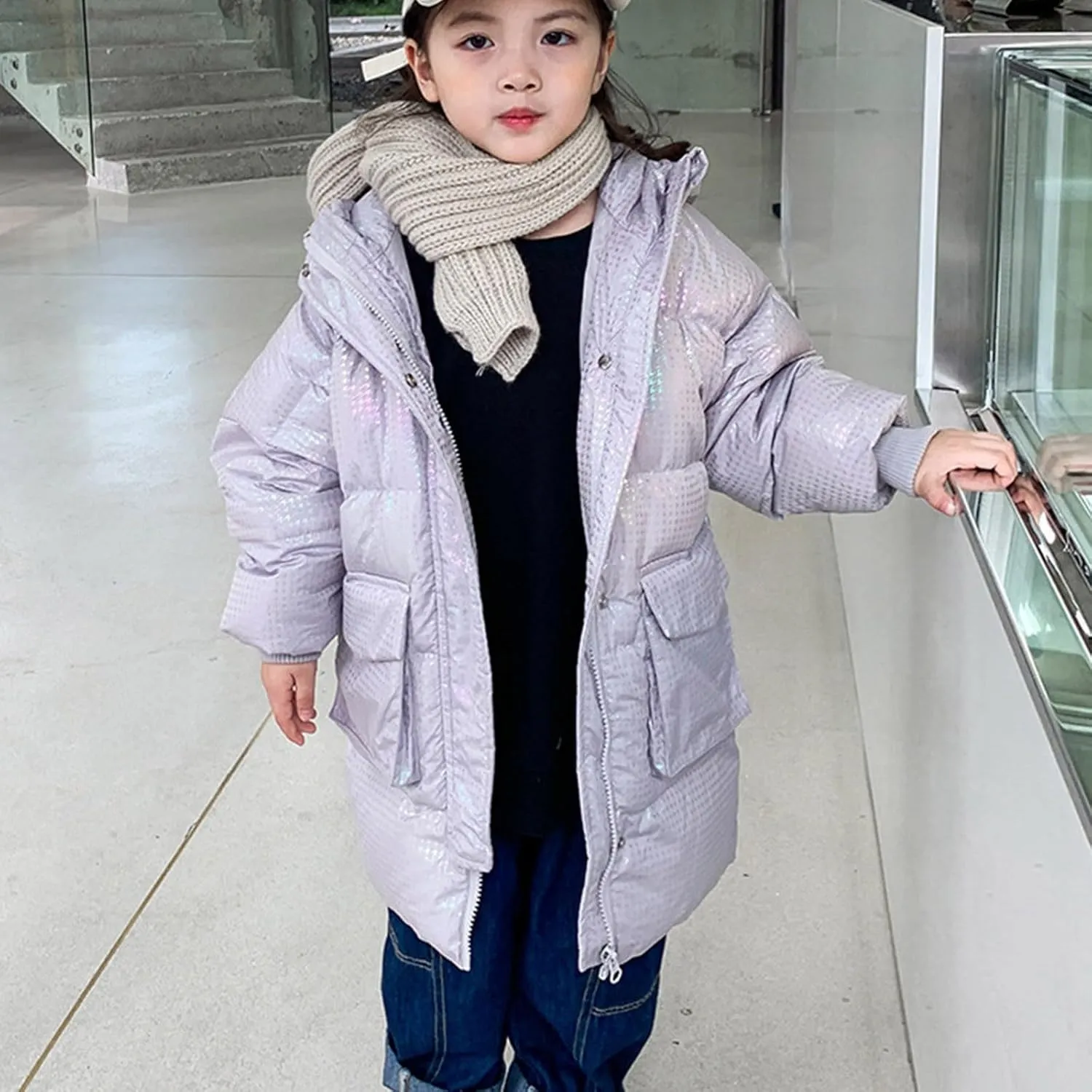 Kids Toddler Baby Girls Boys Winter Warm Thick Solid Cotton Long Sleeve Padded Jacket Coat Clothes Coat Girls