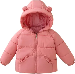 Kids Toddler Baby Girls Winter Warm Thick Solid Cotton Long Sleeve Padded Jacket Coat Clothes Babies Winter Coats Girls