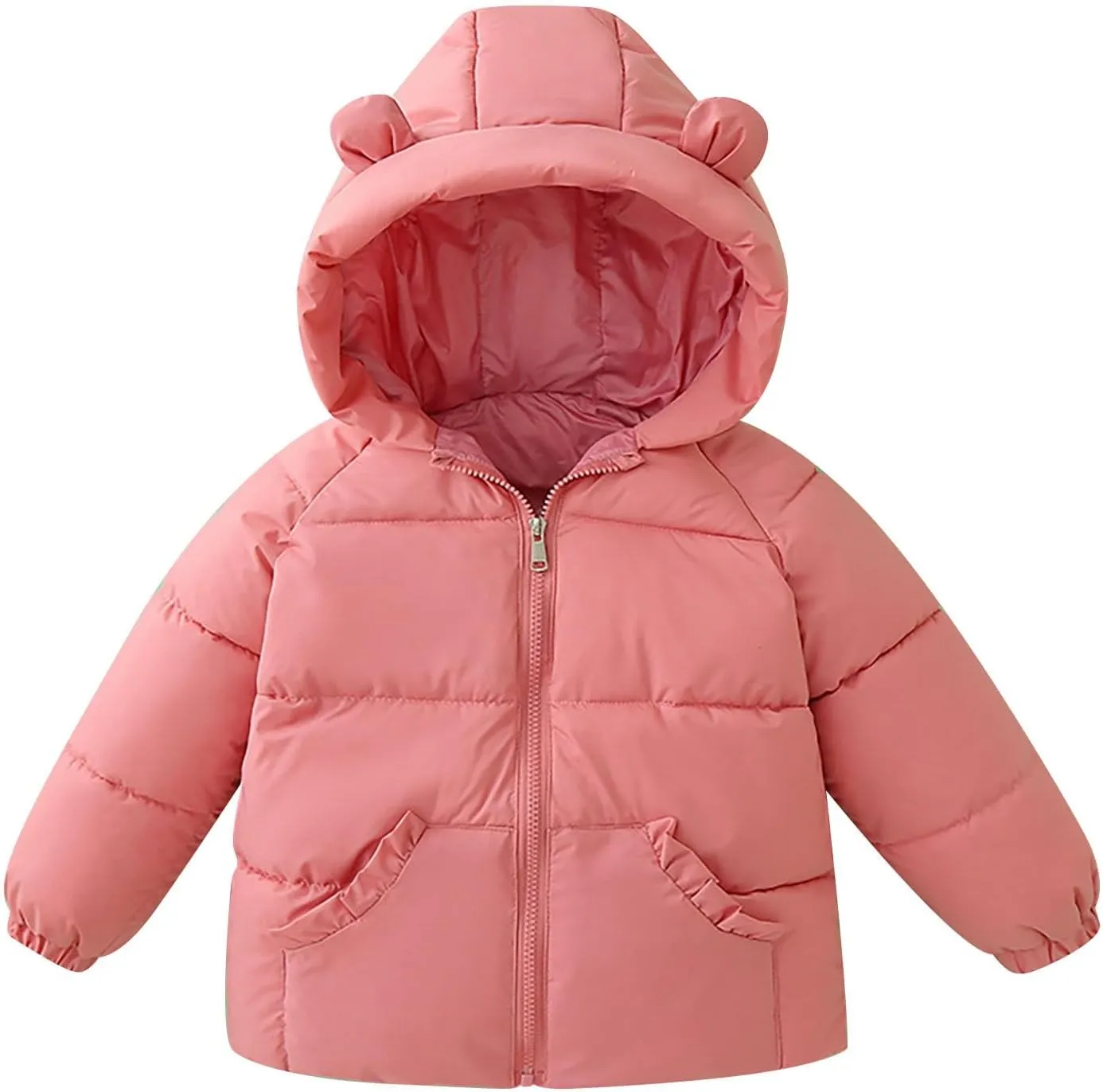 Kids Toddler Baby Girls Winter Warm Thick Solid Cotton Long Sleeve Padded Jacket Coat Clothes Babies Winter Coats Girls