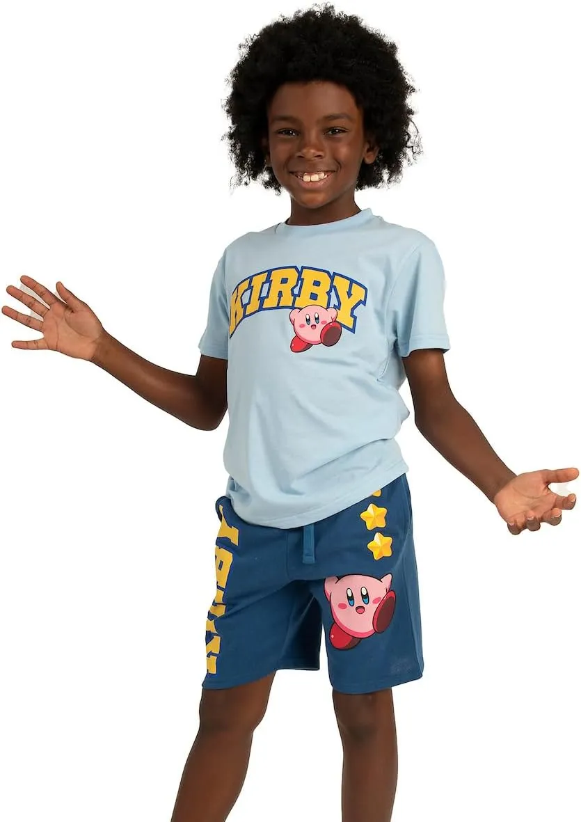 Kirby Collegiate Style Short Sleeve Tee and Matching Lounge Shorts 2-Piece Set