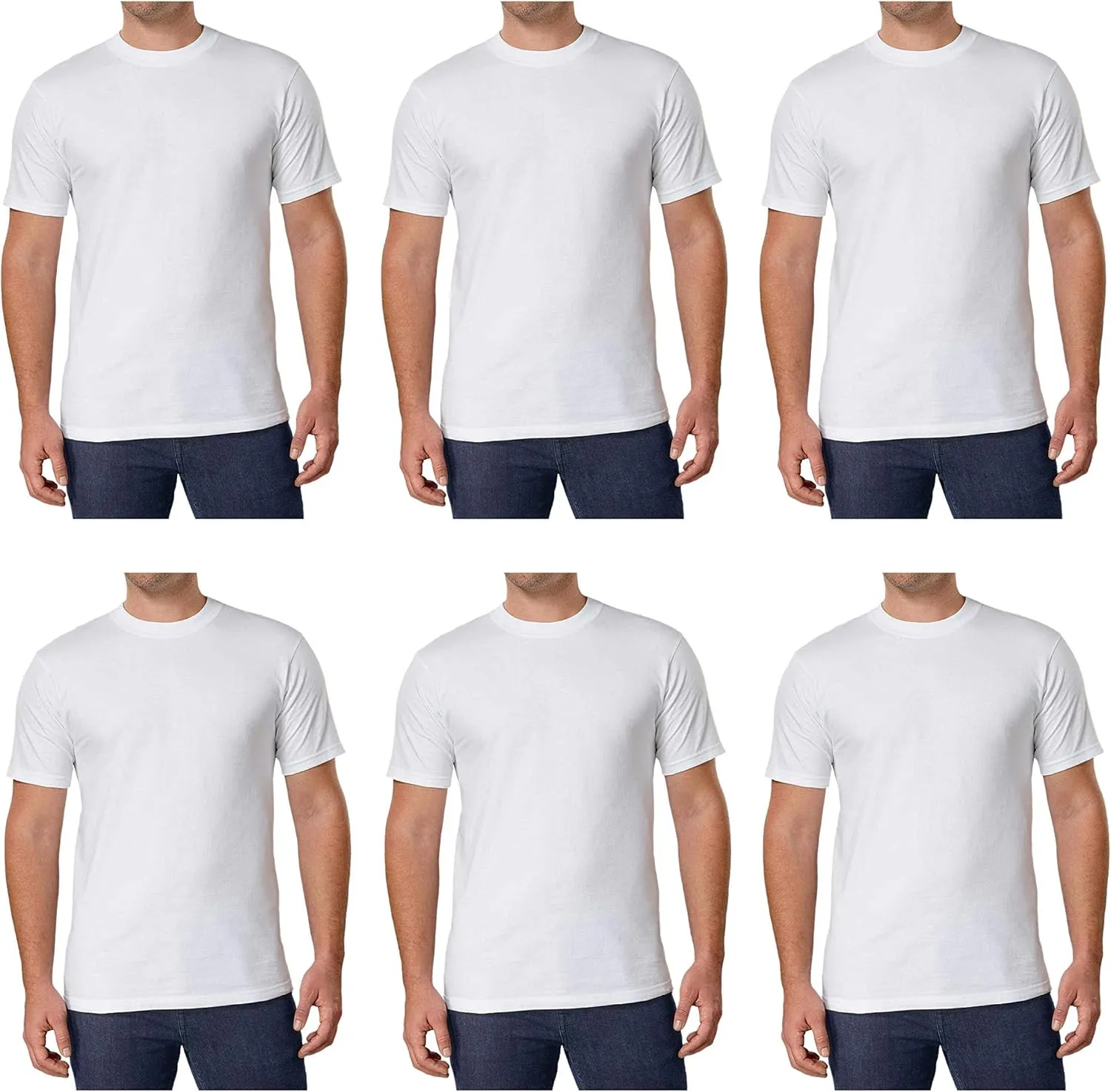 Kirkland Signature Men's Crew Neck Tee 100% Combed Heavyweight Cotton T-Shirts (Pack of 6)