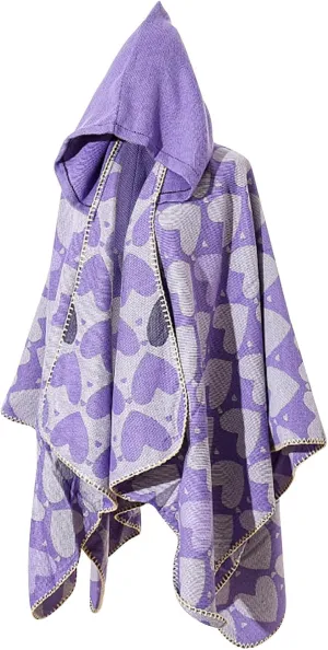 Knitted Poncho Shawl Wrap for Women Heart Print Hoodie Cape Winter Warm Trendy Tops Cloak for Cold Weather Travel 2024