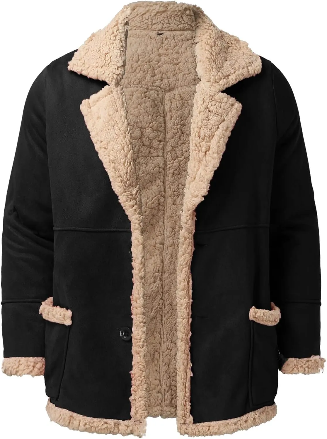 LCMTWX Coats for Men Cottonpadded Jacket Stand Collar Knitted Splice Sweater Coat Casual Men's Thicken Warm Winter Coat