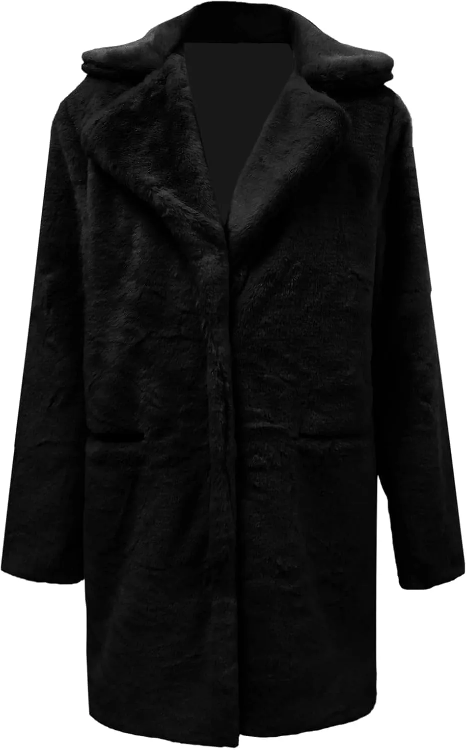 LCMTWX Winter Coats for Women Furry Women Long Jacket Faux Sleeve Short Warm Women's Coat Shaggy Coat Open Front White Faux