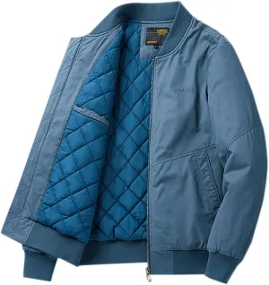 lcziwo Men's Bomber Jacket Winter Warm Zipper Coat Casual Fall Winter Fleece Military Jackets Cotton Padded Outwear