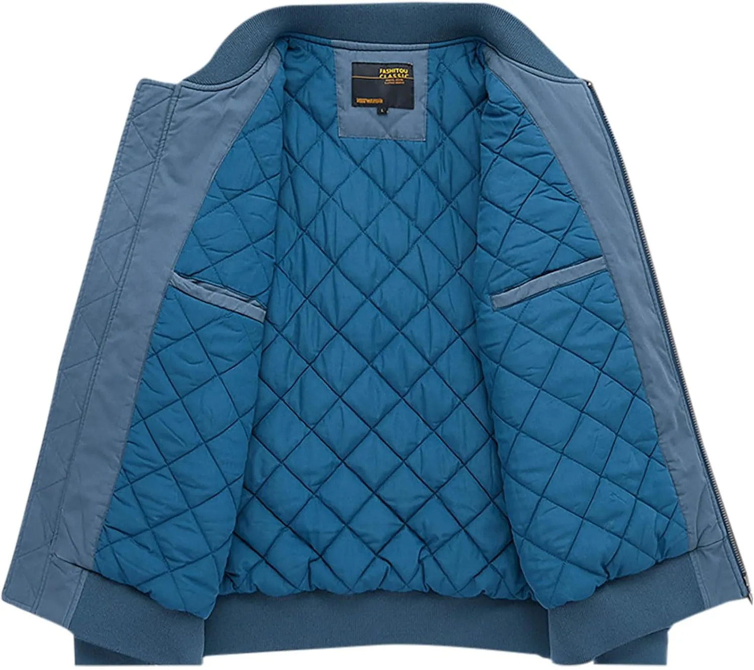 lcziwo Men's Bomber Jacket Winter Warm Zipper Coat Casual Fall Winter Fleece Military Jackets Cotton Padded Outwear