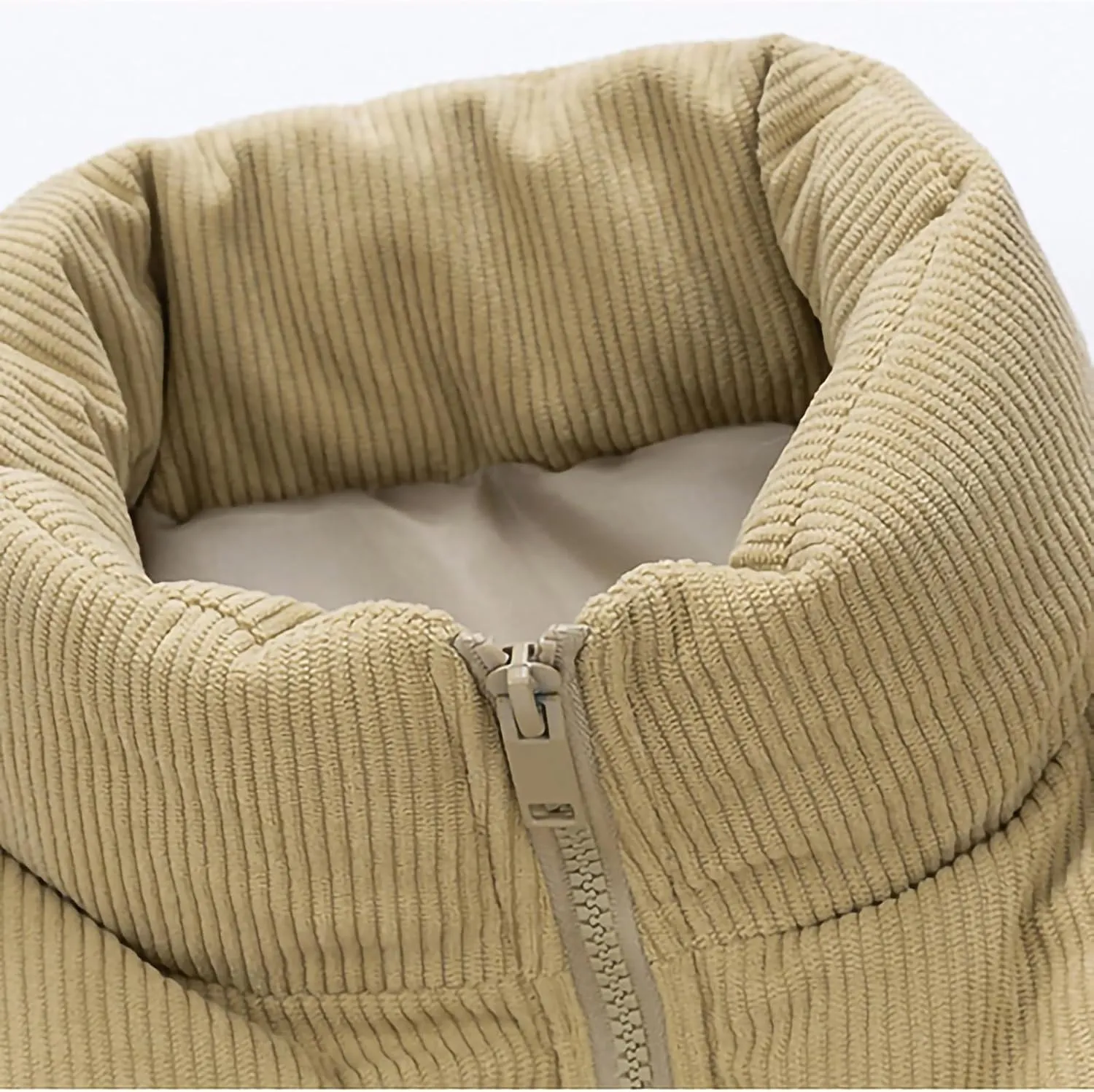 lcziwo Men's Puffer Vest Jacket Corduroy Patchwork Sleeveless Zip up Stand Collar Padded Cotton Coat Warm Winter Outwear