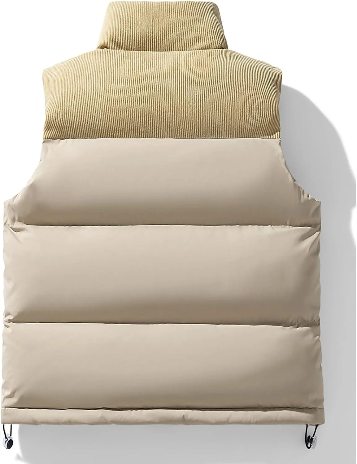 lcziwo Men's Puffer Vest Jacket Corduroy Patchwork Sleeveless Zip up Stand Collar Padded Cotton Coat Warm Winter Outwear