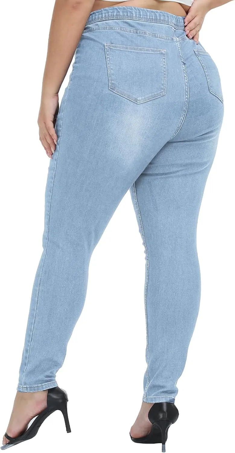LICTZNEE Jeggings for Women High Waist, Stretchy Jeans Slim Fit Leg Pull on Jean with Pockets, Soft Breathable Cotton Blend