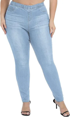 LICTZNEE Jeggings for Women High Waist, Stretchy Jeans Slim Fit Leg Pull on Jean with Pockets, Soft Breathable Cotton Blend
