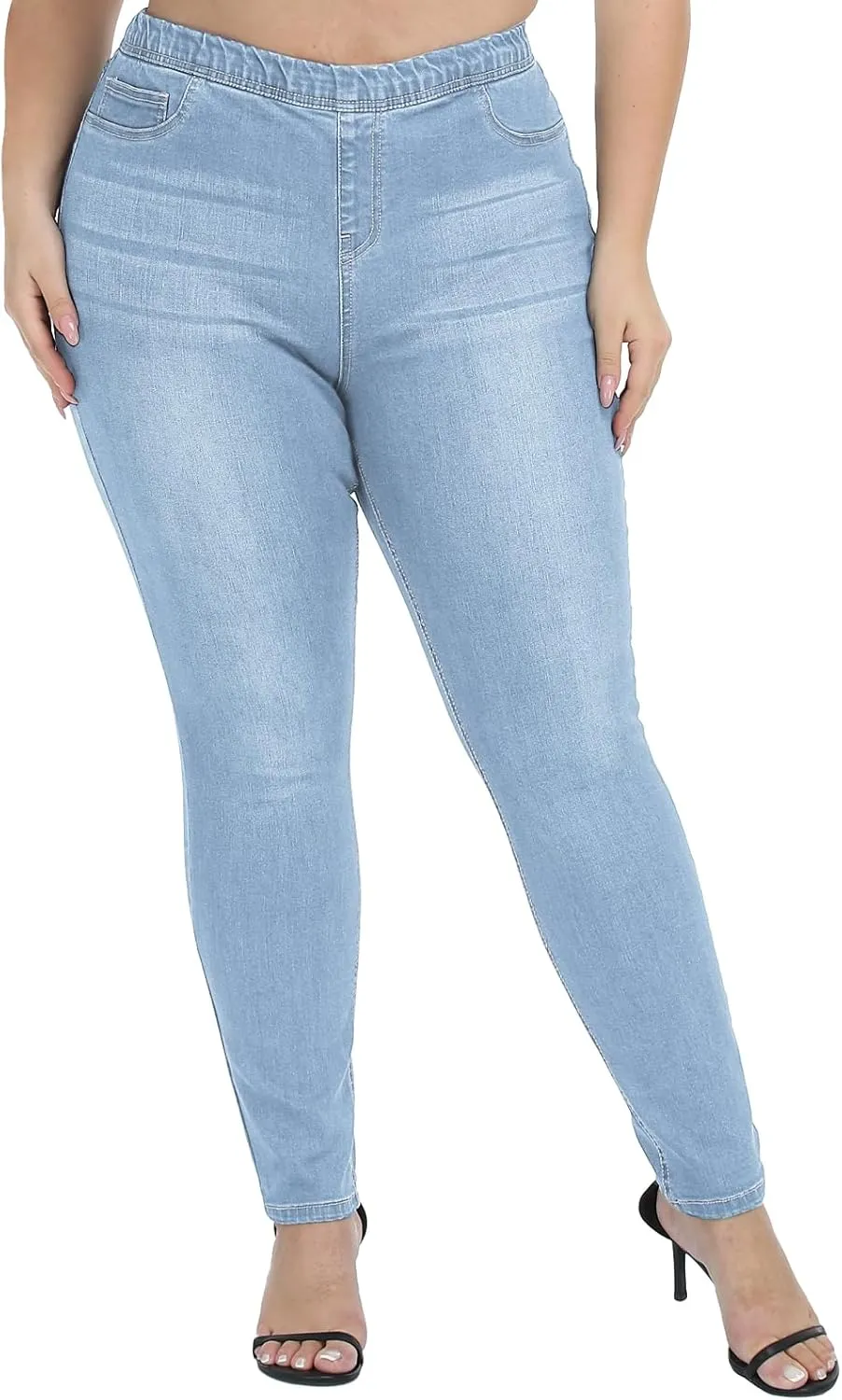 LICTZNEE Jeggings for Women High Waist, Stretchy Jeans Slim Fit Leg Pull on Jean with Pockets, Soft Breathable Cotton Blend