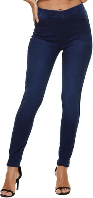 LICTZNEE Jeggings for Women High Waist, Stretchy Jeans Slim Fit Leg Pull on Jean with Pockets, Soft Breathable Cotton Blend