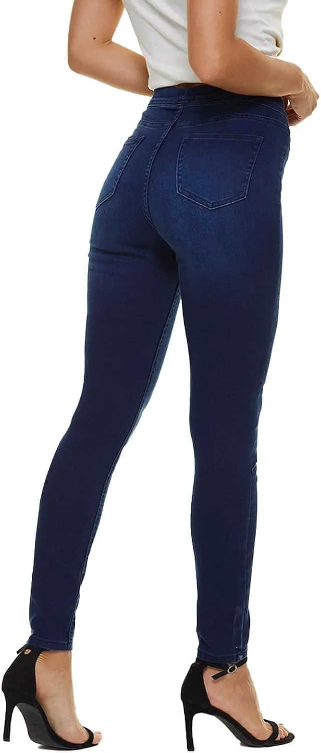 LICTZNEE Jeggings for Women High Waist, Stretchy Jeans Slim Fit Leg Pull on Jean with Pockets, Soft Breathable Cotton Blend