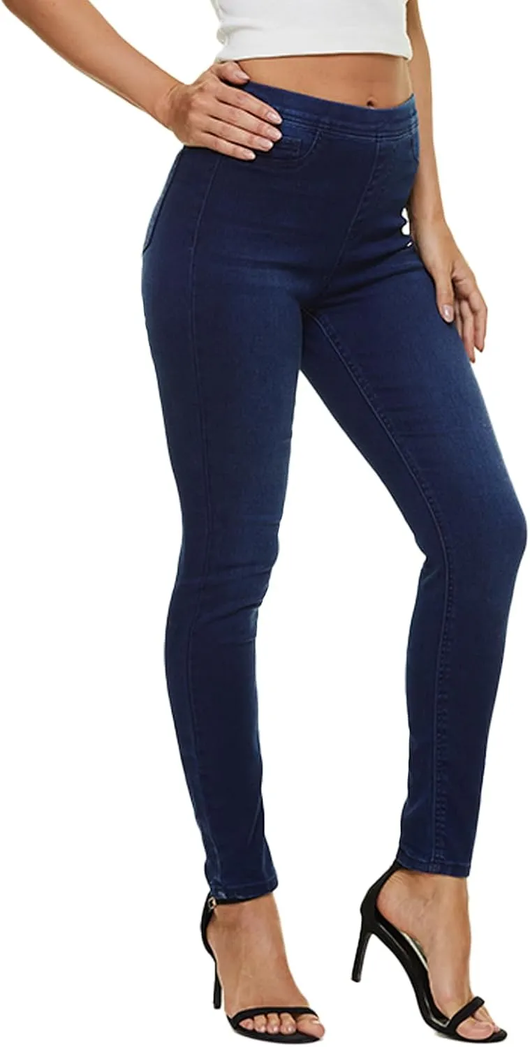 LICTZNEE Jeggings for Women High Waist, Stretchy Jeans Slim Fit Leg Pull on Jean with Pockets, Soft Breathable Cotton Blend
