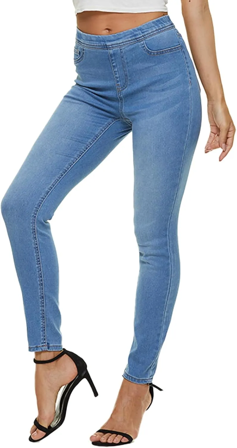 LICTZNEE Jeggings for Women High Waist, Stretchy Jeans Slim Fit Leg Pull on Jean with Pockets, Soft Breathable Cotton Blend
