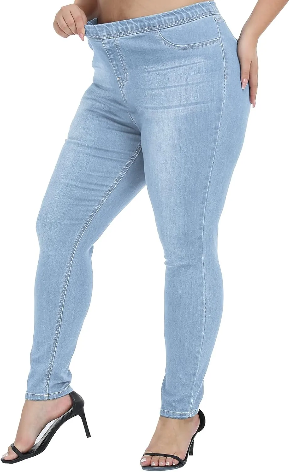 LICTZNEE Jeggings for Women High Waist, Stretchy Jeans Slim Fit Leg Pull on Jean with Pockets, Soft Breathable Cotton Blend