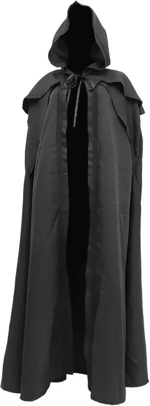 LIFKOME Black Vintage Hooded Cloak Long Halloween Cape Cosplay Costume for Adults and Teens for Renaissance Vampire and Medieval Themed Events